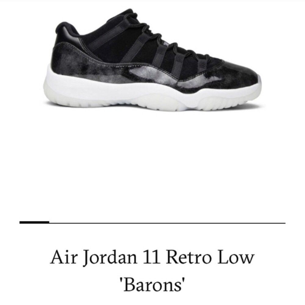 Jordan 11 Retro Low Barons,  size 4.5 Men